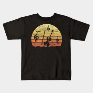 Violin Retro Sun Sunset Music Notes Gift Kids T-Shirt